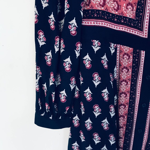 Gal Meets Glam Carlene Woodblock Stripe Button Front Dress Navy Red Women Size 6 - Picture 9 of 12